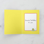 Verjaardag eend in rode laarzen kaart (Binnen)
