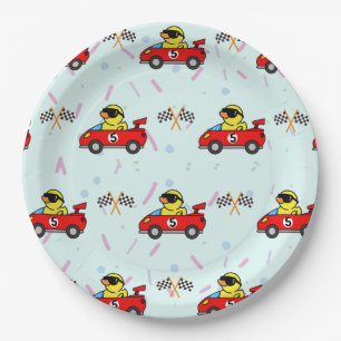 Verjaardag Eend race auto rood racing jongen kind Papieren Bordje