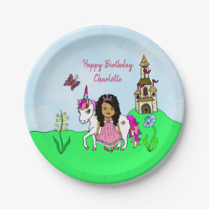 Verjaardag Eenhoorn en Prinses Papieren Borden Bordje
