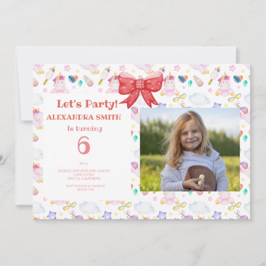 Verjaardag eenhoorn met foto kaart (Voorkant)