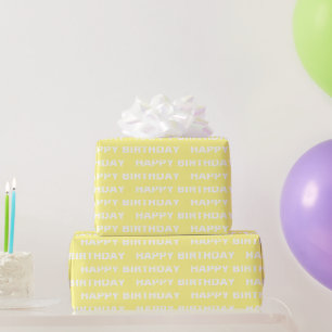 Verjaardag effen geel stijlvol chic cadeaupapier