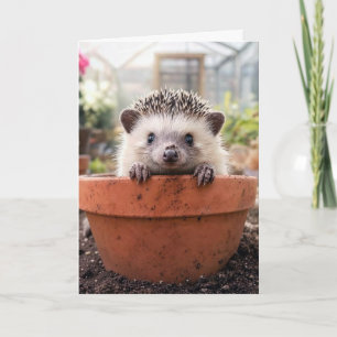 Verjaardag Egel in een Aarden Bloempot Kaart