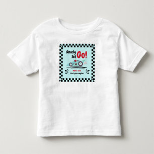 Verjaardag elke leeftijd klaar af blue raceauto kinder shirts