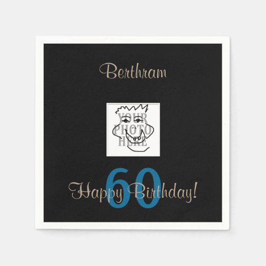 Verjaardag Elke Leeftijd Persoonlijke Foto en Teks Servetten (Voorkant)