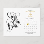Verjaardag elke leeftijd Save the Date Agenda Goud Aankondigingskaart (Voorkant)