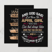 Verjaardag | En God Zei: Laat Er April Meisje Zijn Kaart (Voorkant / Achterkant)