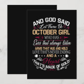 Verjaardag | En God zei: "Oktobermeisje" Save The Date (Voorkant / Achterkant)