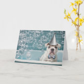 Verjaardag Engelse Bulldog Schattige en Grappig in Kaart (Gele Bloem)