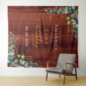 Verjaardag eucalyptus groen rustiek bruin hout wandkleed (In Situ (horizontaal))