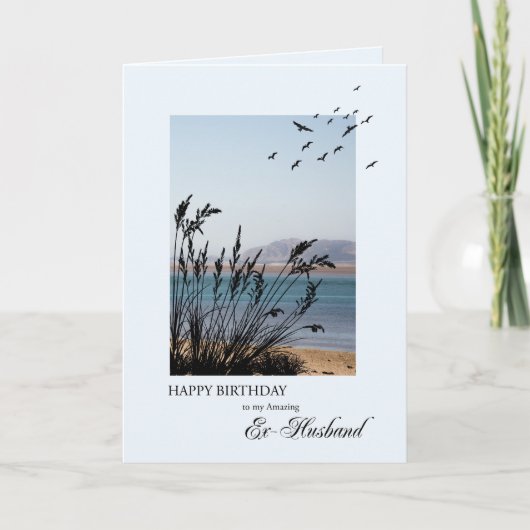 Verjaardag ex-man, scène aan zee kaart (Voorkant)