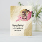 Verjaardag Fairy Flat Wenskaart Kaart (Staand voorkant)