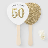 VERJAARDAG FAN moderne stijlvolle chique gouden gl Handwaaier (Voorkant en achterkant)