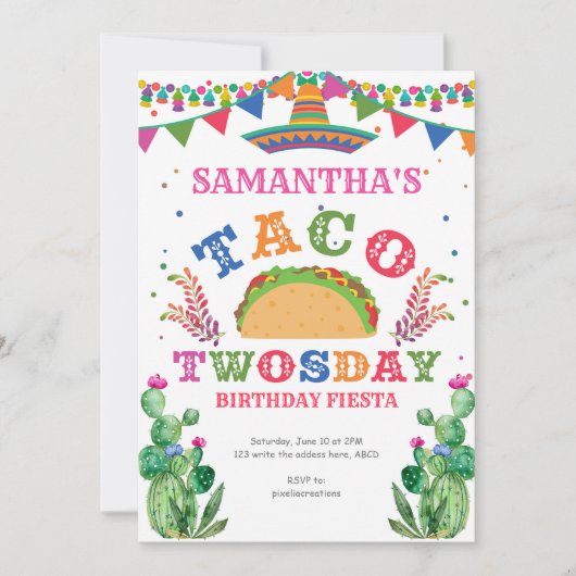 Verjaardag Fiesta, Taco Twosday, 2e verjaardag Kaart (Voorkant)