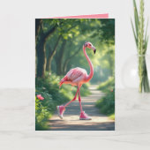 Verjaardag Flamingo met hoofdtelefoon en Sneakers Kaart (Voorkant)