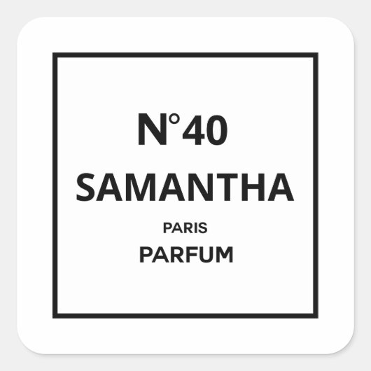 VERJAARDAG Fles Designerparfum Elke Jaar Vierkante Sticker (Voorkant)