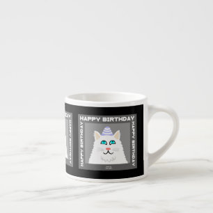 Verjaardag Fluffy White Cat Espresso Mok