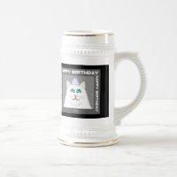Verjaardag Fluffy White Cat Stein Mok