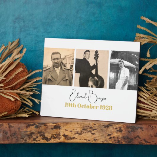 Verjaardag Foto Collage Mannelijk Modern Fotoplaat (Zijkant)