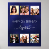 Verjaardag foto collage marine blauw BFF Poster (Voorkant)