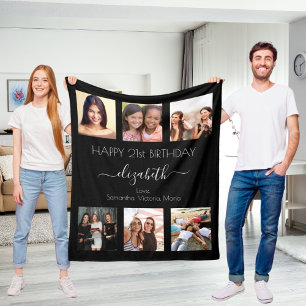 Verjaardag foto collage zwart wit beste vrienden fleece deken