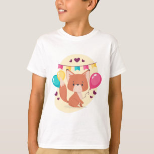 Verjaardag Fox Schattigee Party Ballonnen T-shirt