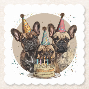 Verjaardag Franse Bulldogs Party Petten Kartonnen Onderzetters