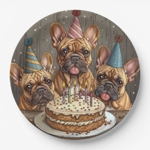 Verjaardag Franse Bulldogs Party Petten Papieren Bordje