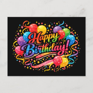 Verjaardag Fun Regenboog Ballonnen Confetti  Briefkaart