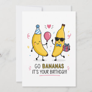 Verjaardag Ga Bananen Grappige Banaan Verjaardag Feestdagenkaart