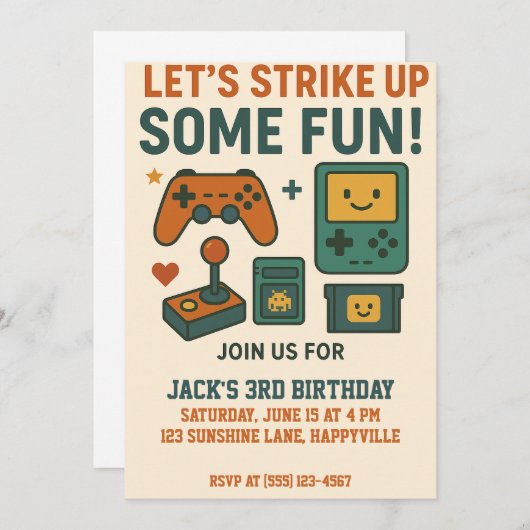 Verjaardag Gamer Boy - Level Up The Fun Kaart (Voorkant / Achterkant)