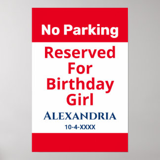 Verjaardag Geen Parkeren Gereserveerd Plezier Pers Poster