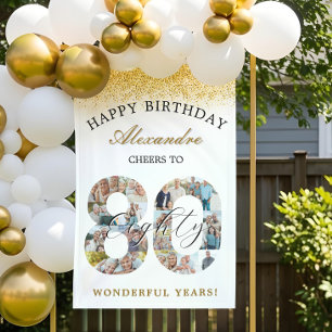 Verjaardag Gefeliciteerd Met 80 Jaar Fotocollage Spandoek