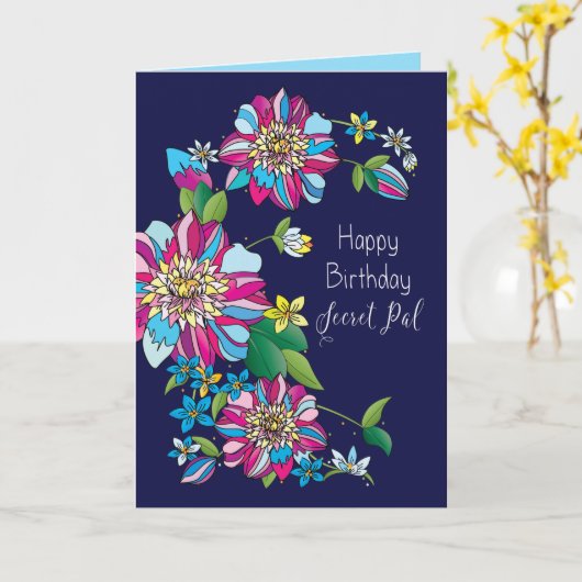 Verjaardag, Geheime vriend, heldere en kleurrijke  Kaart (Gele Bloem)