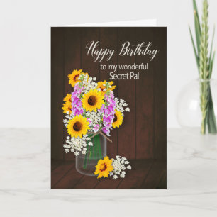 VERJAARDAG - Geheime Vriend - LAND FLOWERS/VASE Kaart