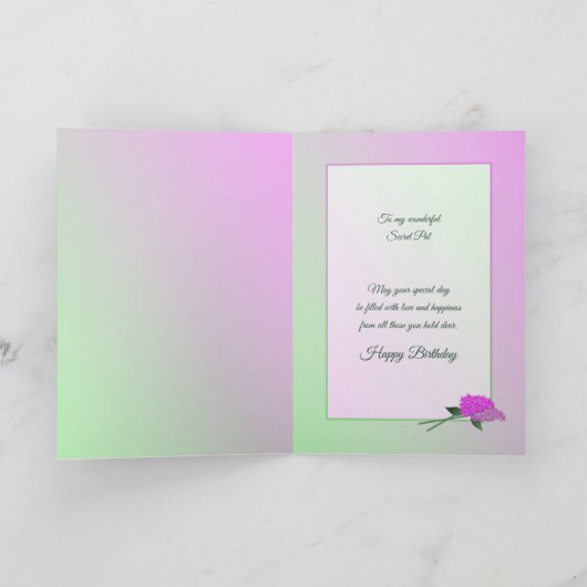 Verjaardag, Geheime vriend, Lilacs in een vaas Kaart (Binnen)