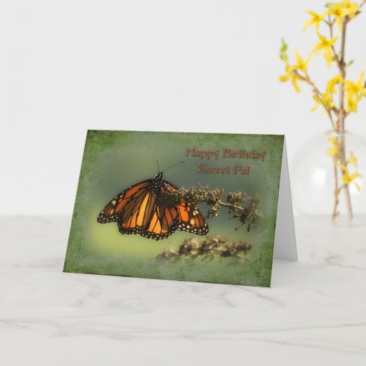 Verjaardag - Geheime Vriend - Vlinder Kaart (Gele Bloem)
