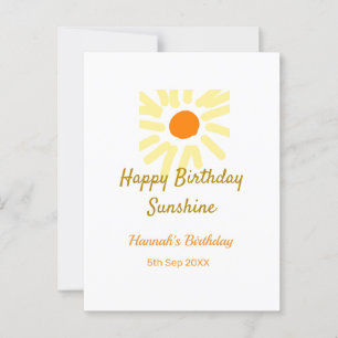 Verjaardag gelukkig zonneschijn geel oranje verjaa briefkaart