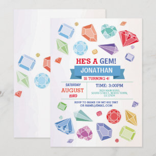 Verjaardag Gem Party Kristallen Blauw Rood Geode Kaart