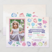 Verjaardag Gem Party Kristallen Meisje Pastel Foto Kaart (Voorkant / Achterkant)
