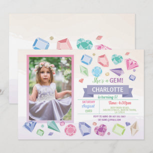 Verjaardag Gem Party Kristallen Meisje Pastel Foto Kaart