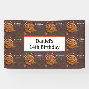 Verjaardag gepersonaliseerd pizza feest spandoek