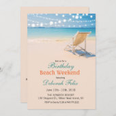 Verjaardag Getaway String Lights Beach uitnodiging (Voorkant / Achterkant)