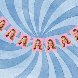 Verjaardag gezicht banner, aangepaste gezicht bann vlaggetjes