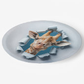 Verjaardag Giraffe gluren door een papieren gat Papieren Bordje (Gekanteld)