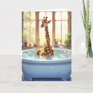 Verjaardag Giraffe in bubbelbad Kaart