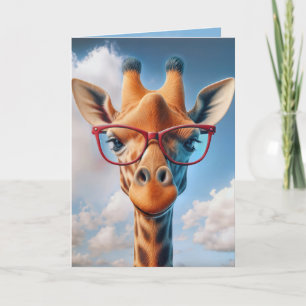 Verjaardag Giraffe met rode bril Kaart
