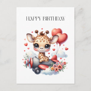 Verjaardag Giraffe Piloot Feestdagenkaart