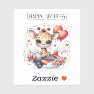 Verjaardag Giraffe Piloot Sticker
