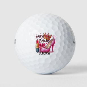Verjaardag Glam Golfbal – Roze Hakken, Lipsti Golfballen