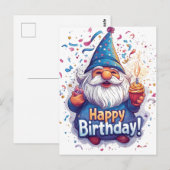 Verjaardag Gnome: Whimsical Verjaardagsontwerp Briefkaart (Voorkant / Achterkant)